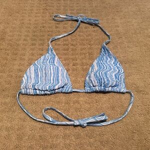 SHEIN Blue and White Striped Bikini Top